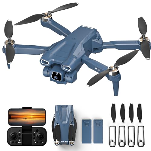 Motor sin Escobilla Drone con 2Cámara para Adultos, Cámara Ajustable 1080P Drone, 5GHz WiFi FPV Quadcopter RC con Posicionamiento Optico para Principiantes, 3D Flips, 2 Baterías