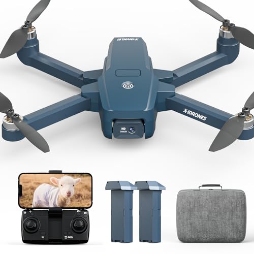 GPS Drone con Cámara para Adultos 4K HD Camara, 5G WiFi FPV transmisión, Motor Sin Escobillas,RC Quadcopter Plegable con Auto Return, Velocidad Max 40km/h, 2 Baterías para Principiantes