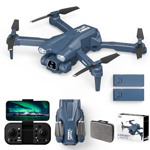 Drones con Camara HD 2 Cámaras, WiFi FPV Cuadricóptero RC con Posicionamiento Óptico de Flujo, 135° Camera Adjustable Eléctricamente Dron, 2 Baterías para Principiantes/Adulto