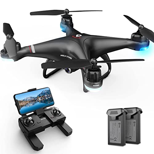 Holy Stone HS110G Dron con Cámara 1080P GPS WIFI 2.4G HD 36 Minutos de Vuelo (2 Baterías) Live Transmisión Cuadricóptero Teledirigido con Follow Me, Retorno Automático, App FPV para Adultos