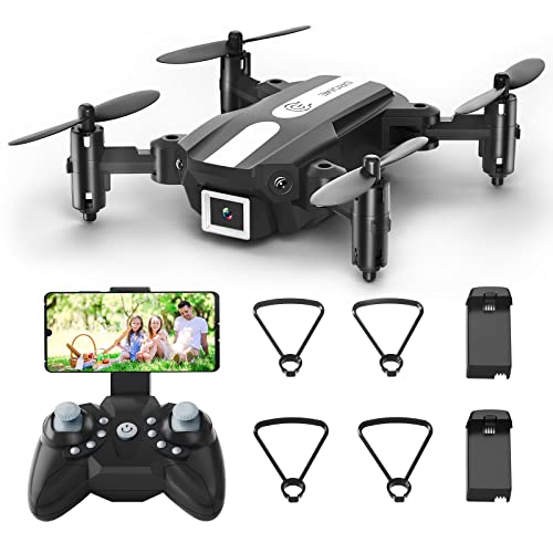 Mini Drones para Niños | Wipkviey T25 Dron con Camara 1080P para Plegable para principiantes FPV Helicoptero Quadcopter con control remoto Regalos y juguetes para con 2 baterías y bolsa portatil