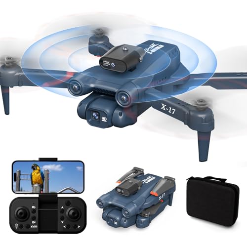 Dron con Cámara HD Ajustable 1080P, principiantes plegable WiFi RC FPV Quadcopter, Posicionamiento óptico de Flujo y Evasión Activa de Obstáculos de 360°, 2 Baterías